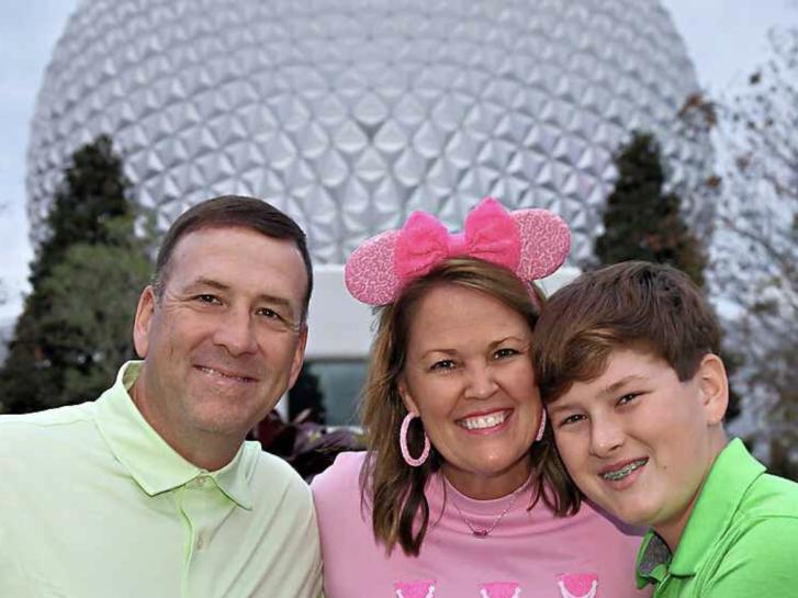 Guest Photo from Amy DiGiacomo: Guests in front of Spaceship Earth at EPCOT