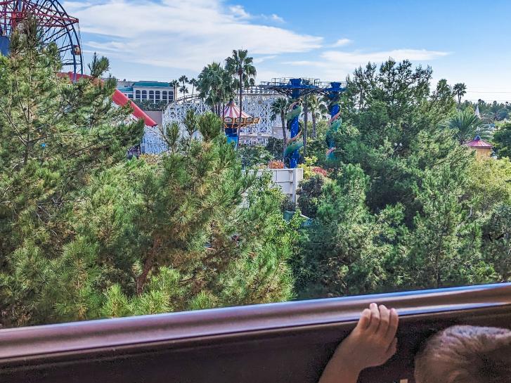 Guest Photo from Nolting Family: Guests on balcony at Disney's Grand Californian with view of Disney's California Adventure